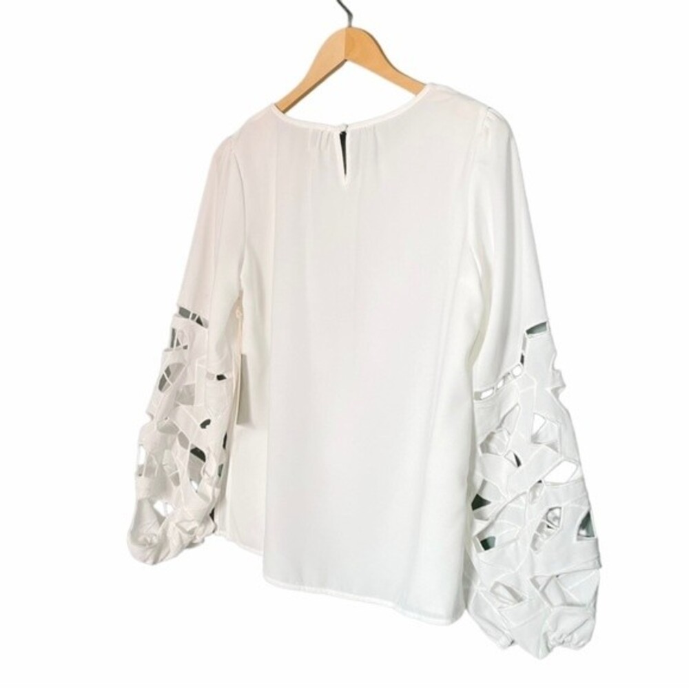NWT Joie Top Long Sleeve Broderie Lace Blouse Ivory Crepe Women’s Size Small NEW - Picture 9 of 16
